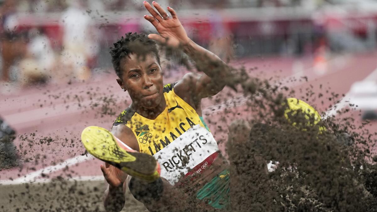 SDSU alum Shanieka Ricketts of Jamaica finished fourth at the Tokyo Olympics last summer.