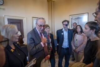 Senate Majority Leader Chuck Schumer, D-N.Y., meets with families of people injured or taken hostage during the Hamas attack on Israel, at the Capitol in Washington, Thursday, Oct. 26, 2023. The man standing at center right is Ruby Chen, who is from the Brooklyn borough of New York, but who now lives in Israel. His son is Itay Chen, a US-Israeli dual citizen, who was serving with the Israeli Defense Forces during the attacks and has been missing since then. (AP Photo/J. Scott Applewhite)