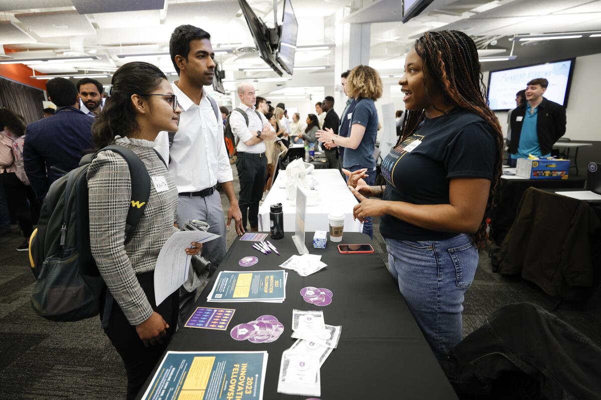 Georgia State University students during the Startup Student Connection job fair, Wednesday, March 29, 2023, in Atlanta.
