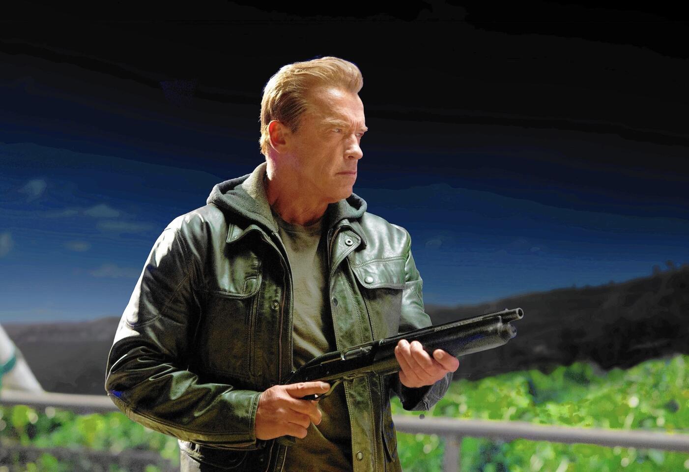 Arnold Schwarzenegger beats up Arnold Schwarzenegger in this flop that, thanks to China and other key overseas markets, flopped its way into hit status. Read the "Terminator Genisys" movie review.