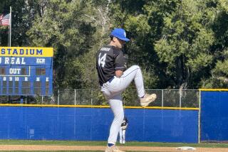 Junior Devin Gomor of El Camino Real earned his first varsity victory, retiring 11 straight at one point vs. Crespi.