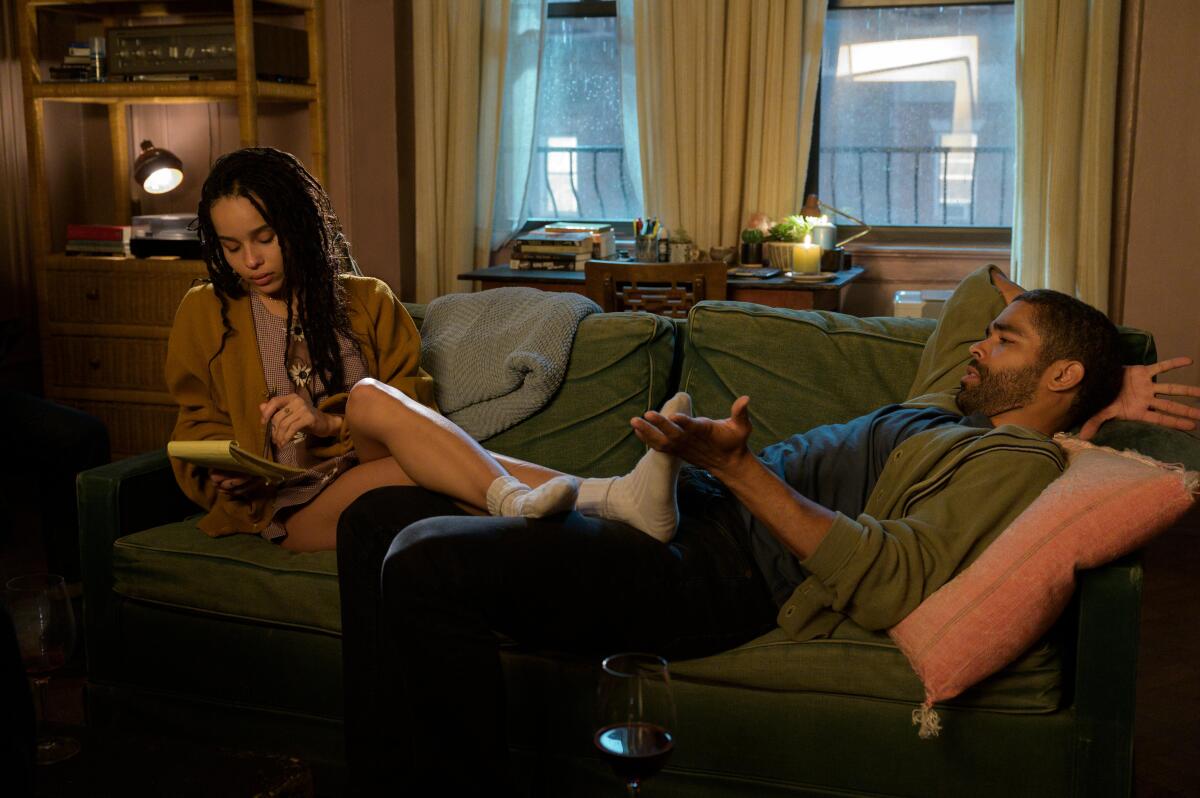 Zoë Kravitz and Kingsley Ben-Adir in Hulu's "High Fidelity."