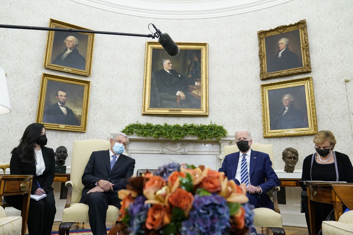 President Joe Biden meets with Mexican President Andrés Manuel López Obrador in the Oval Office in November. 