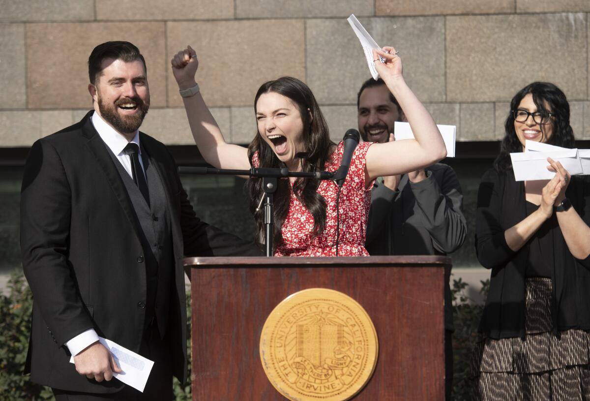 Megan Keys celebrates with husband R.C. Wright.