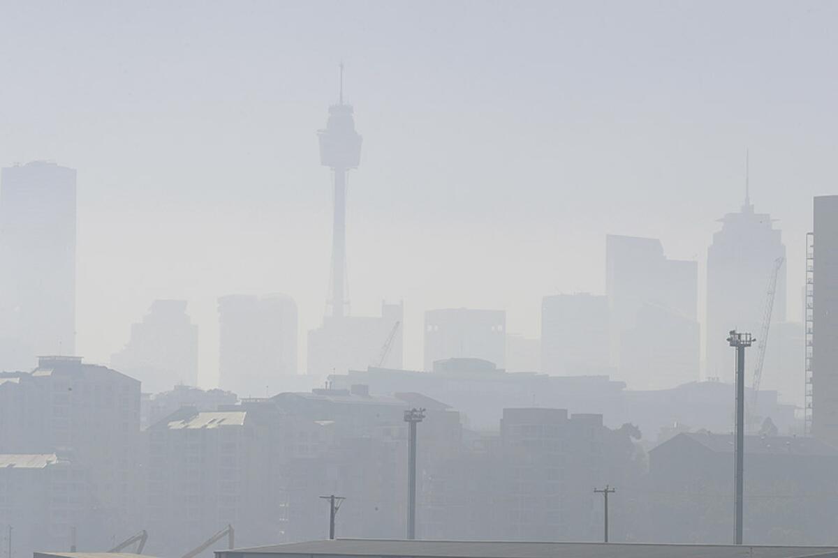 Air quality in parts of Sydney, Australia, reached hazardous levels Tuesday because of smoke from wildfires burning in New South Wales.