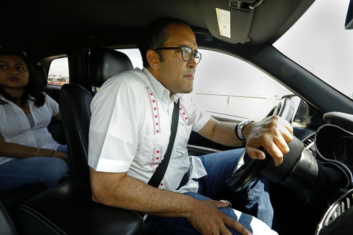 Rep. Will Hurd (R-Texas), on the road near Eagle Pass, Texas, prefers to be in the driver's seat.