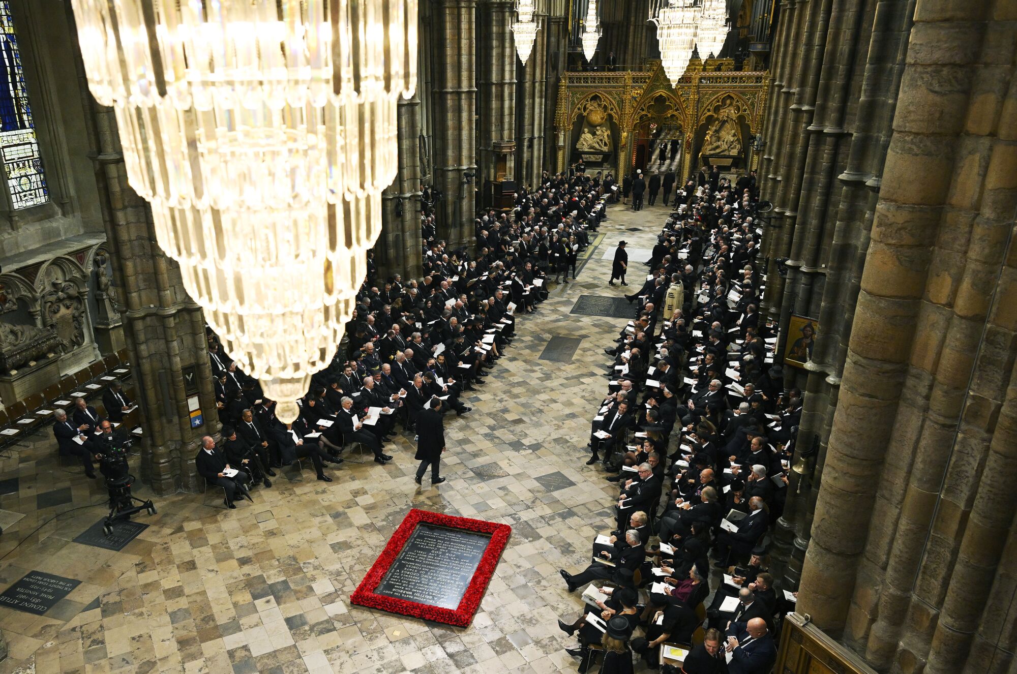 A general view inside Westminster Abbey ahead of Monday's funeral service.