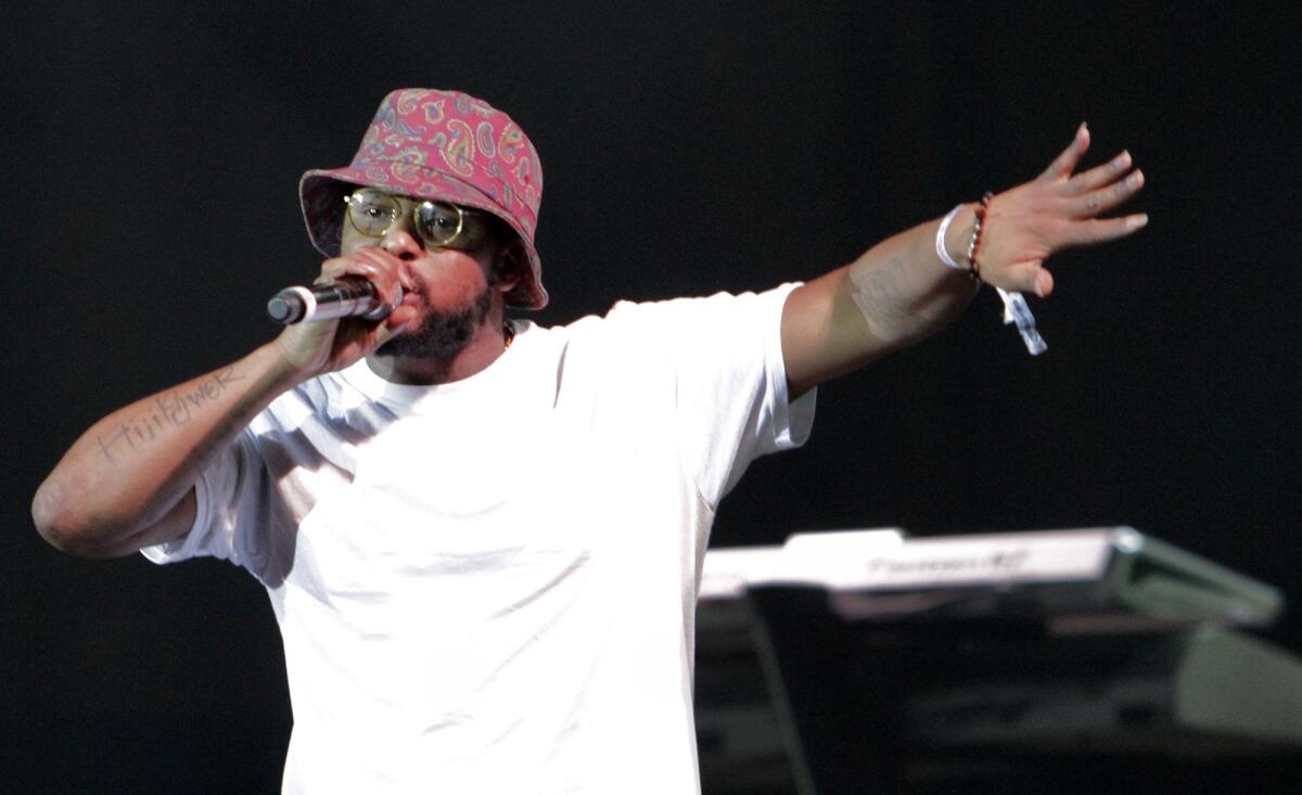 Schoolboy Q of the group Black Hippy in day one of Rock The Bells at San Manuel Amphitheatre in San Bernardino on Sep. 7, 2013.