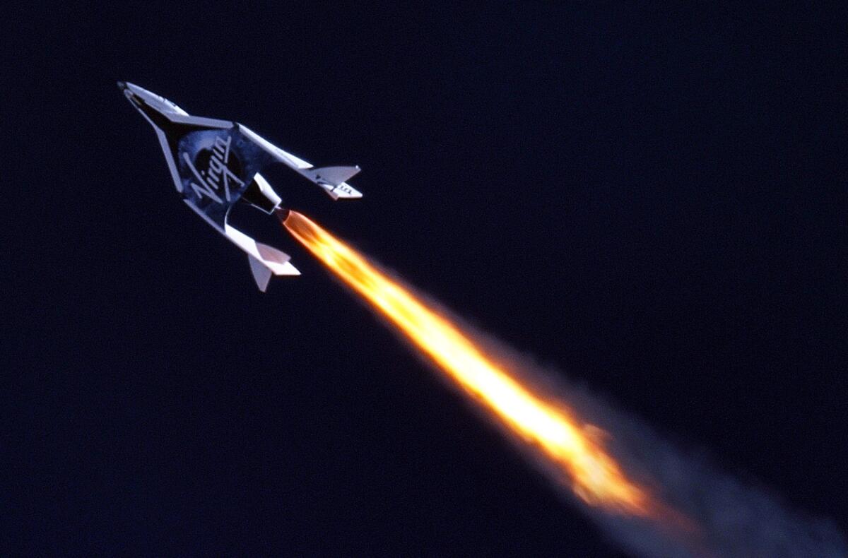 Virgin Galactic's SpaceShipTwo on a test flight.