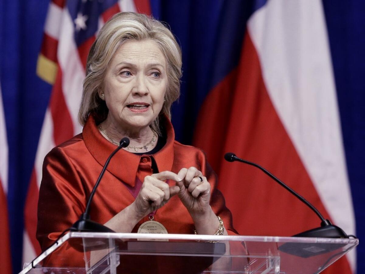 Hillary Clinton calls for voting reforms in a speech at Texas Southern University in Houston on Friday.