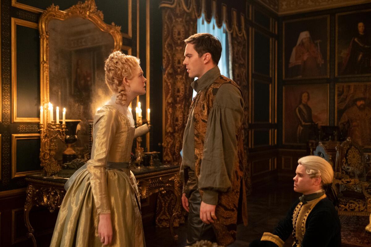 I find you grating: Catherine (Elle Fanning) and Peter III (Nicholas Hoult) have an up-and-down relationship in "The Great."