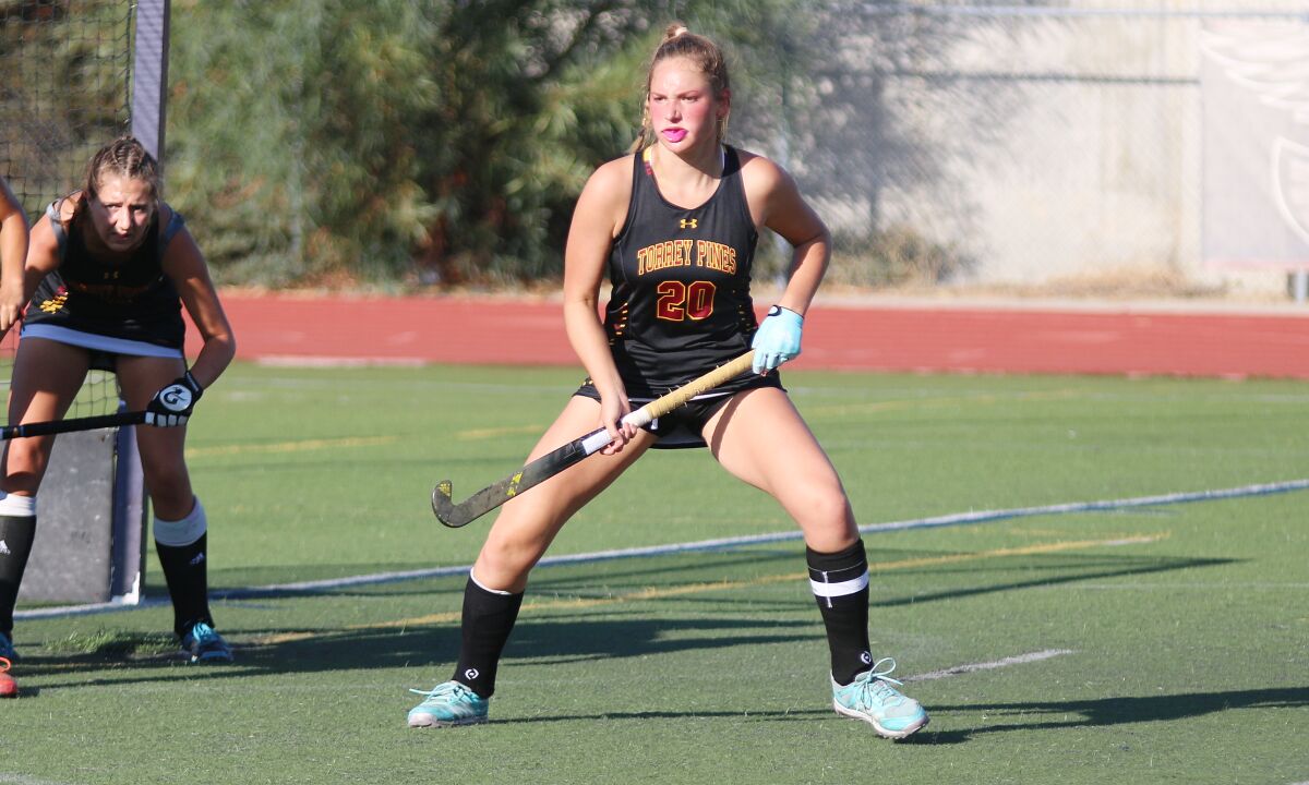 Senior Philine Klas anchors the defense for the highly-ranked Torrey Pines field hockey team.