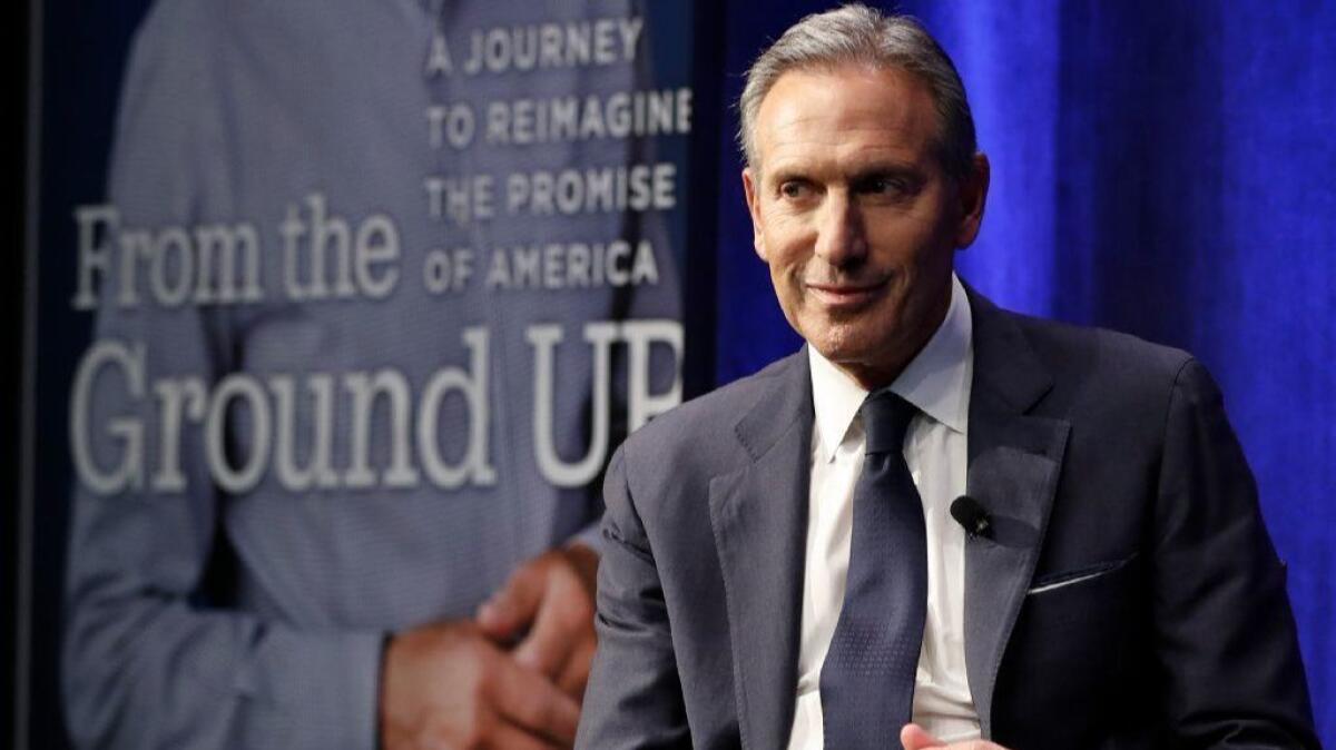 Former Starbucks CEO Howard Schultz, shown while promoting his book in New York on Jan. 28, is considering a presidential run.