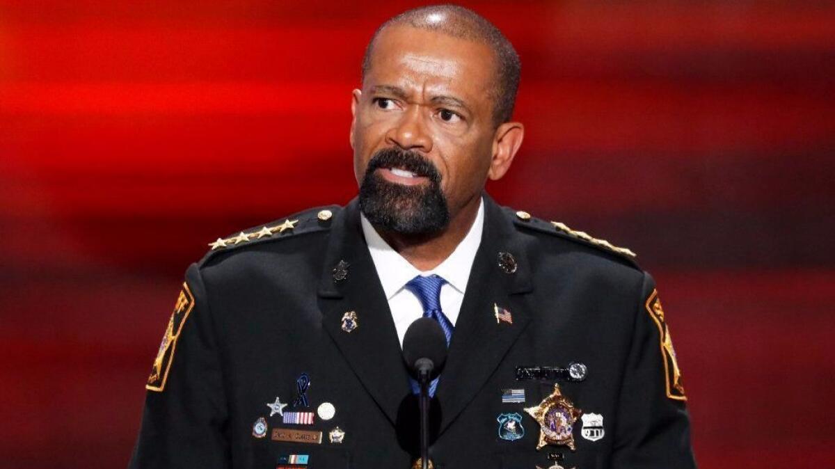 David Clarke speaks at the Republican National Convention in July 2016.