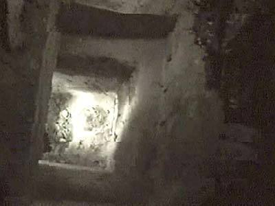 The hole in which American forces found former Iraqi leader Saddam Hussein under a farmhouse near his hometown of Tikrit is seen in this image made from video.