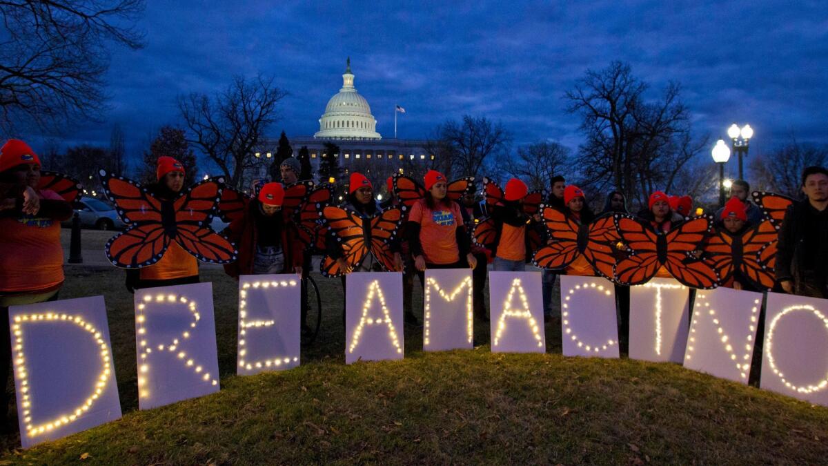 Demonstrators rally in support of DACA outside the U.S. Capitol building on Jan. 21.