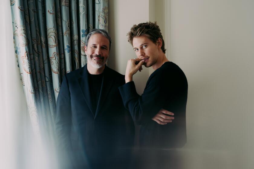 PARIS - FEBRUARY 12, 2024: Director Denis Villeneuve and actor Austin Butler at Le Bristol Hotel in Paris on Monday, February 12, 2024. (Antoine Doyen / For The Times)