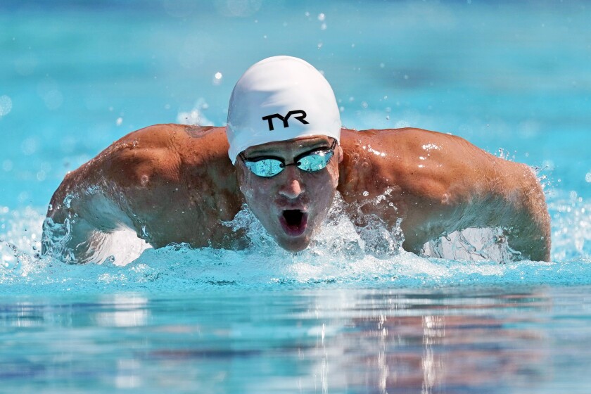 FILE - In this July 31, 2019, file photo, Ryan Lochte competes in the men's 200-meter individual medley time trial at the U.S. national swimming championships in Stanford, Calif. (AP Photo/David J. Phillip, File)