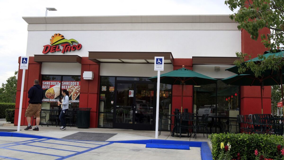 A Del Taco restaurant in Irvine is shown. The chain is facing a sexual harassment lawsuit after employees at a Del Taco in Rancho Cucamonga were accused of unwanted comments and touching.