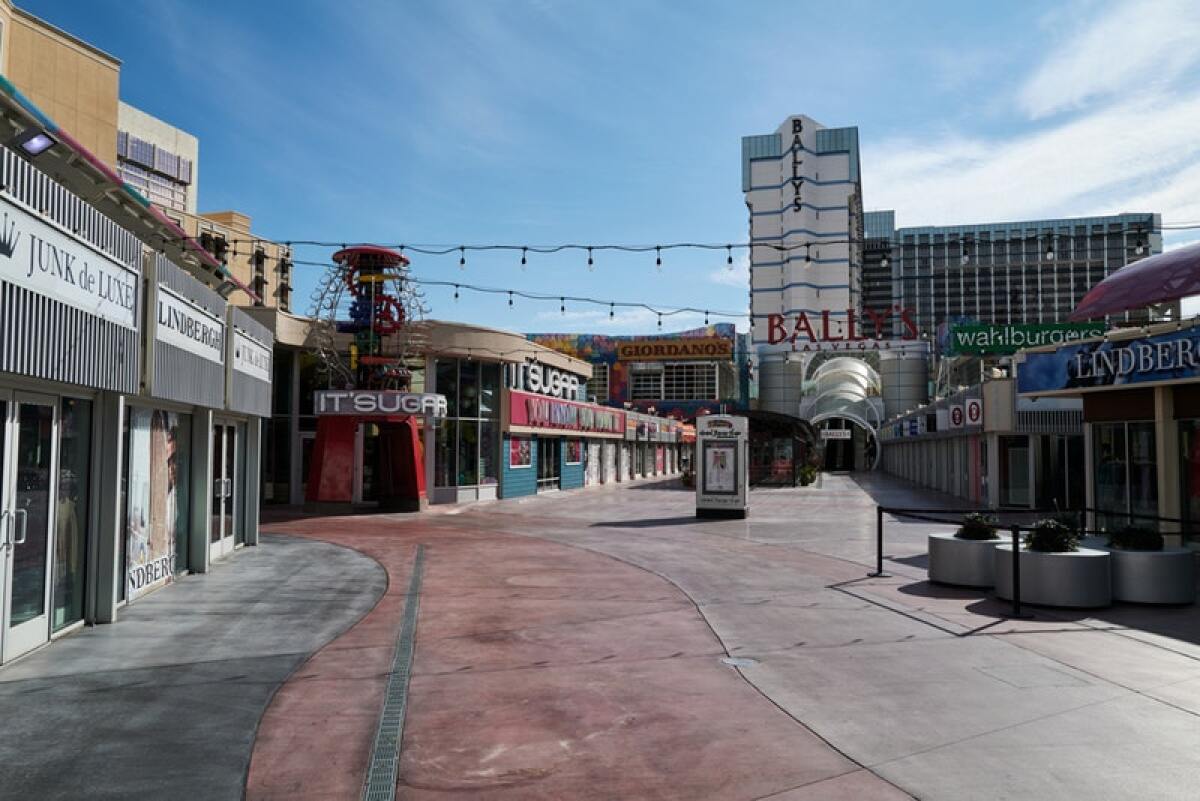 There's an eerie quiet on the usually packed walkways at the Las Vegas Strip.