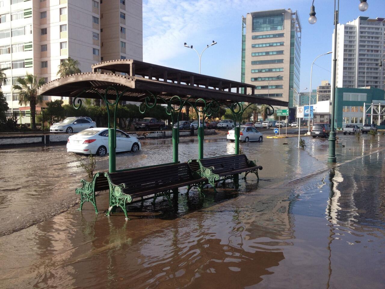 Flooded seafront