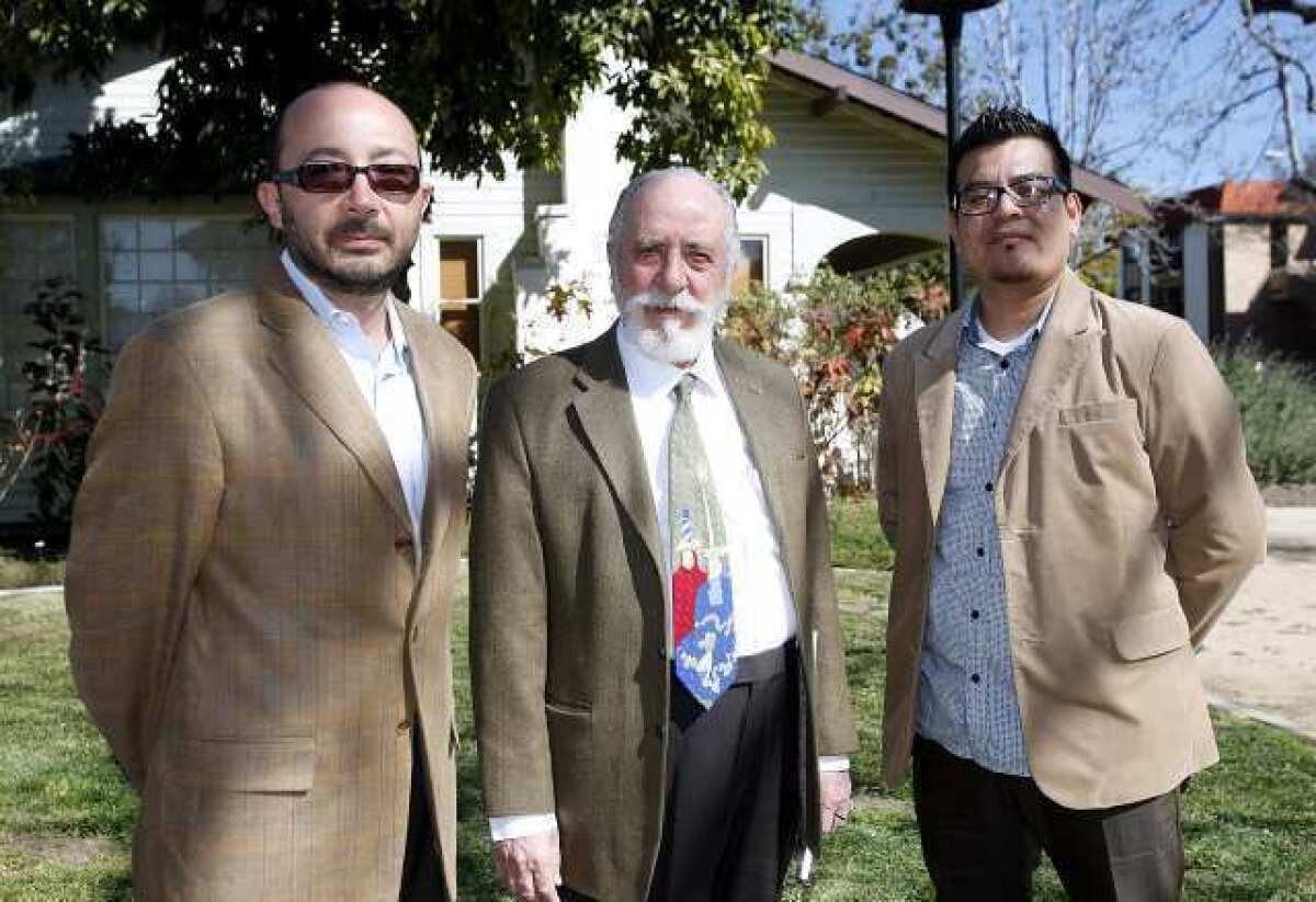 From left, Arthur Pogosyan, M.D., Noobar Janoian, M.D., and Larry Fernandez, a clinical social worker, will run All For Health, Health For All out of the Cedar House in Glendale. The facility is scheduled to open April 1.