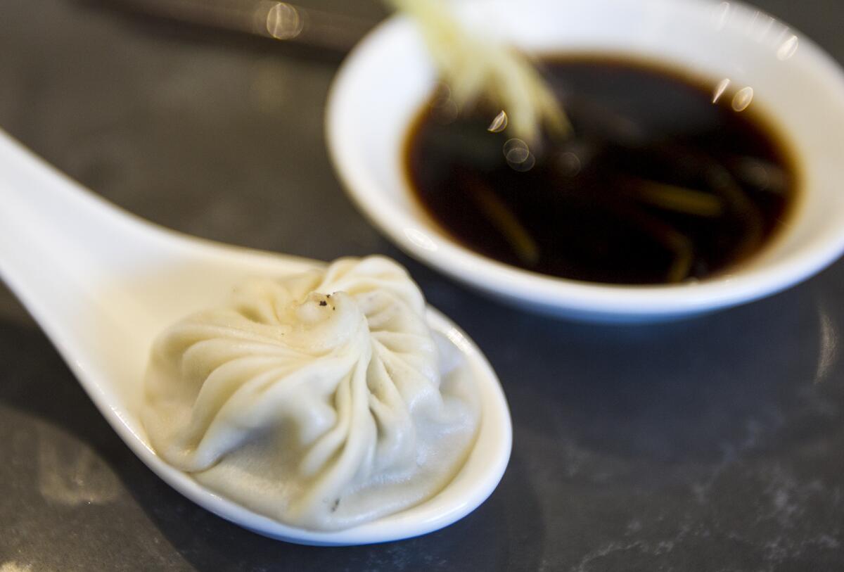 A truffle and pork xiaolongbao is displayed during a media preview at the Din Tai Fung at South Coast Plaza in August.