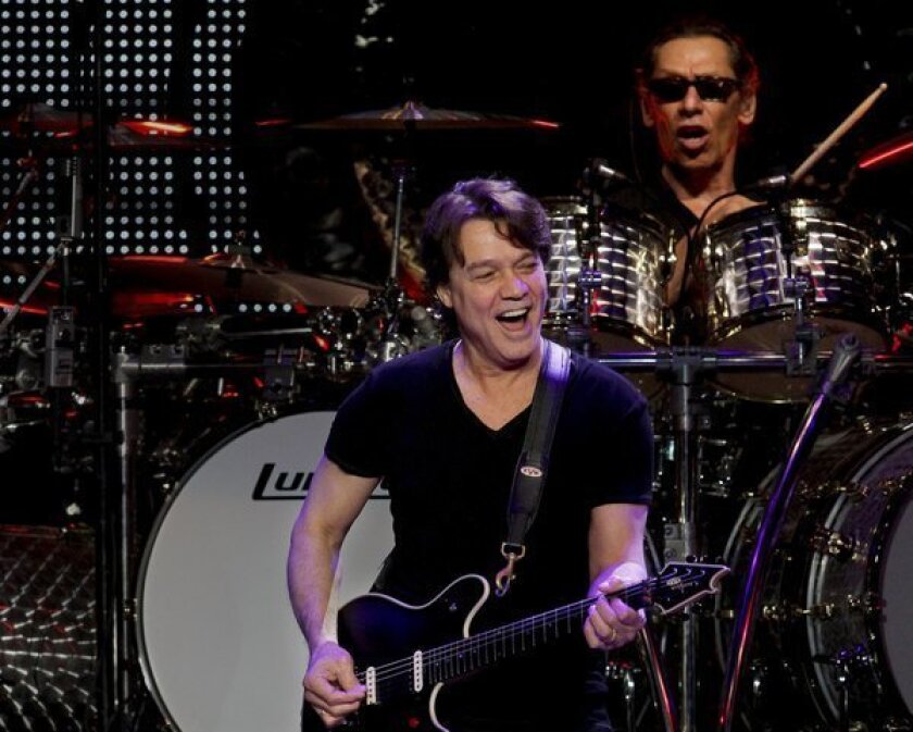 Eddie Van Halen, left, and brother Alex Van Halen at Staples Center on June 1, 2012 in Los Angeles.