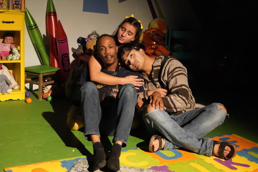 Brey Laqou, left, Jenna Pekny and Jaden Guerrero in OnStage Playhouse's "Devil in a Box."