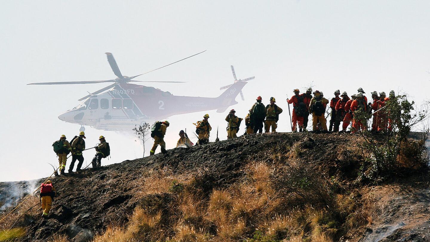 Photo Gallery: Brush fire above Hamline Place in Burbank foothills