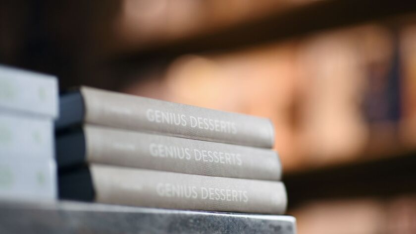 Stacks of cookbooks at Now Serving, the only shop in Los Angeles dedicated exclusively to cookbooks.
