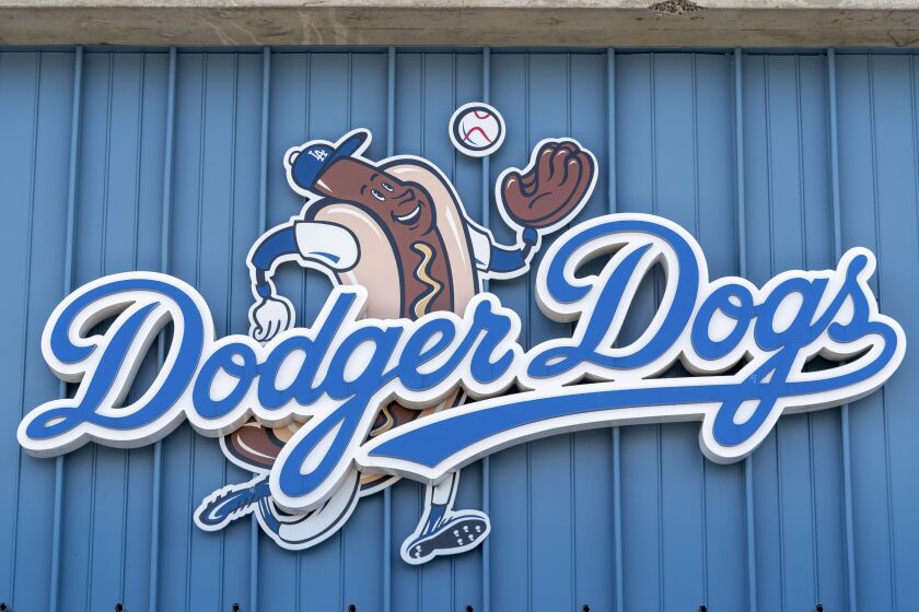 LOS ANGELES, CA - JULY 10: Dodger dog food stand located in the reserve section.