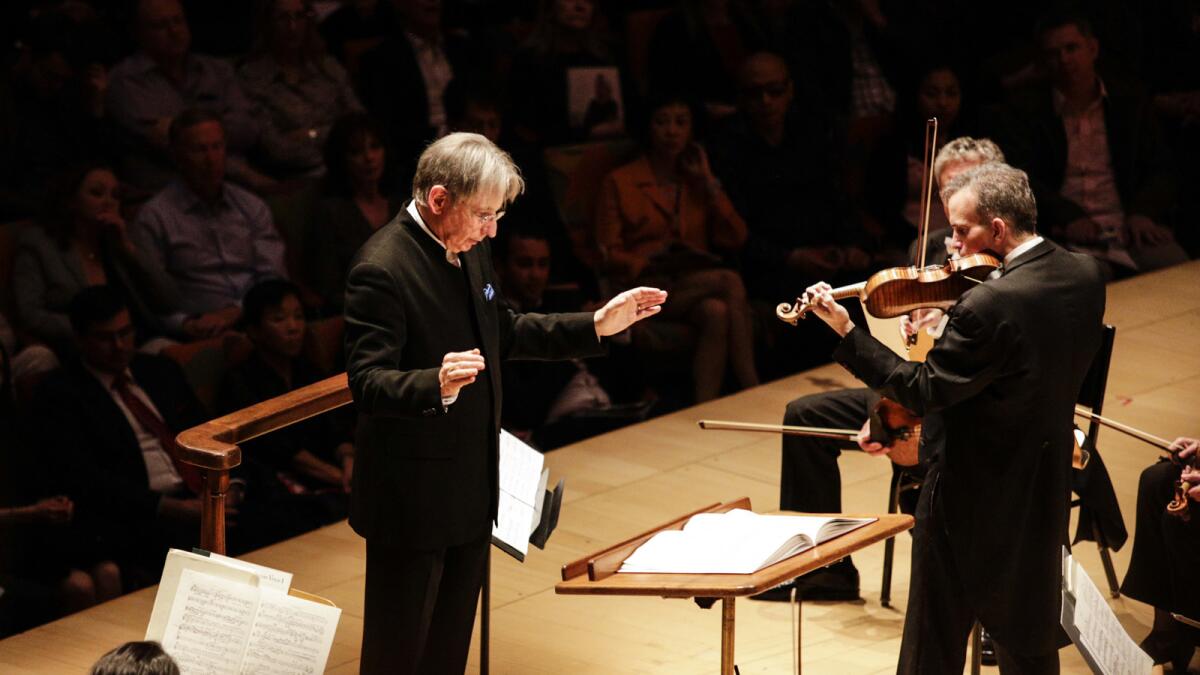Music director Michael Tilson Thomas leads the San Francisco Symphony at the Walt Disney Concert Hall back in March.