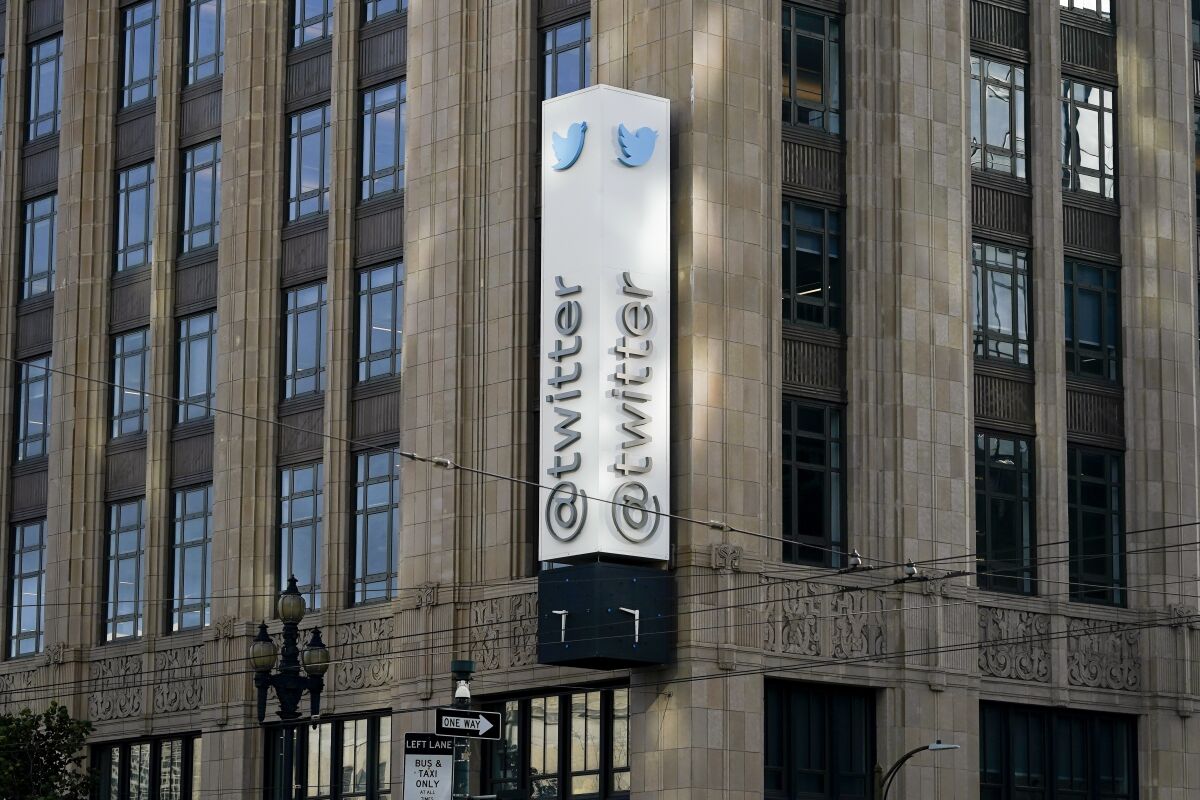 En esta imagen del 4 de noviembre de 2022 se ven las oficinas centrales de Twitter en San Francisco. 