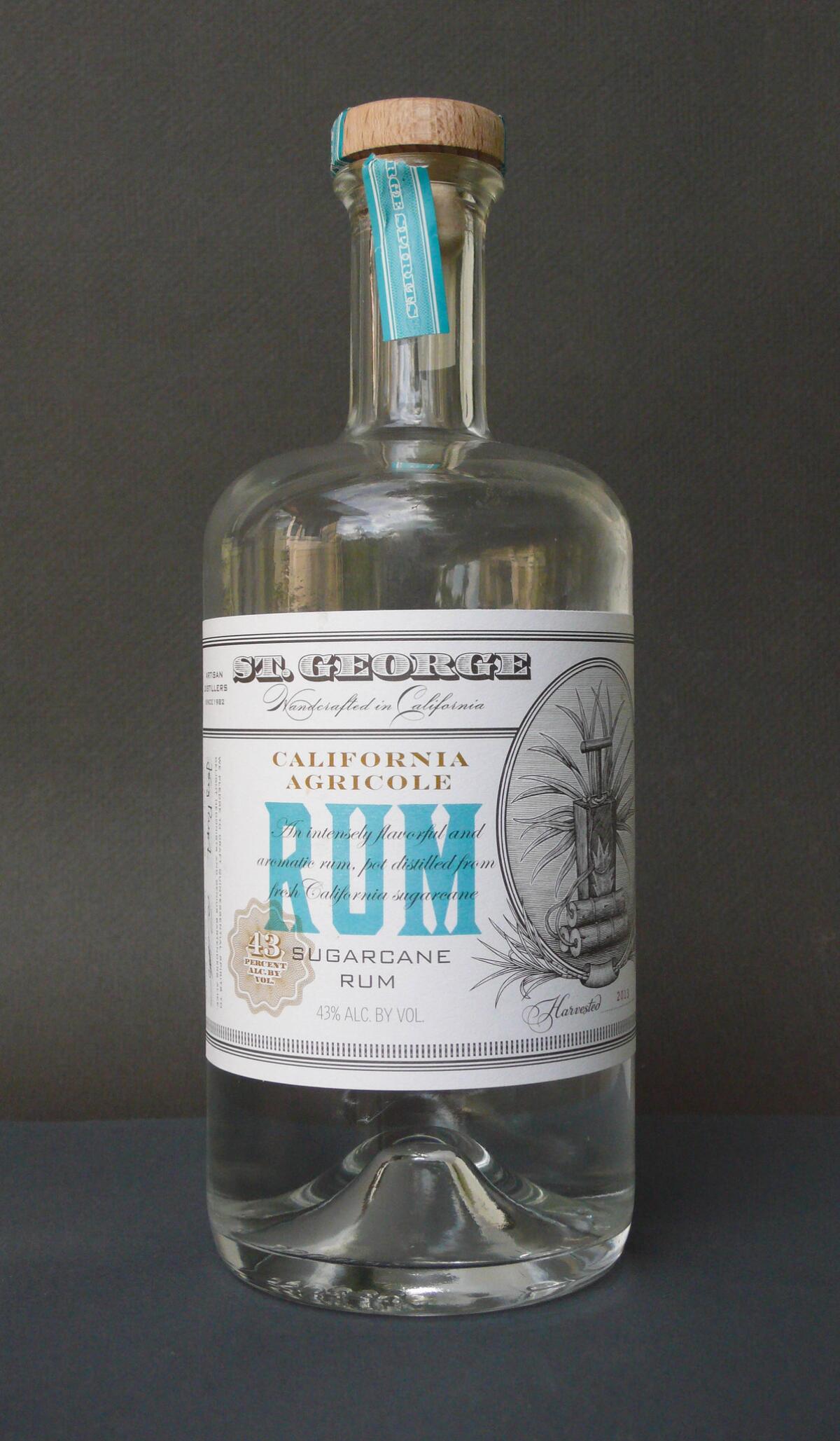 St. George California Agricole Rum is made from sugar cane grown in the Imperial Valley and distilled in a 500-liter copper still by St. George Spirits in Alameda.