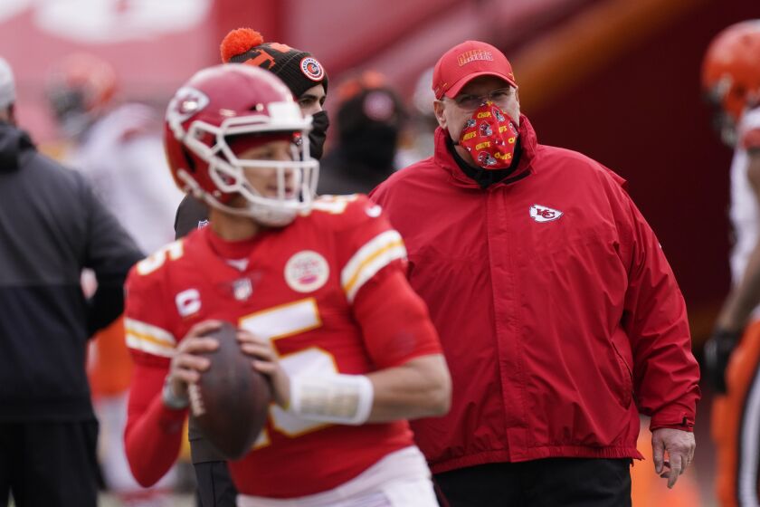 FILE - In this Sunday, Jan. 17, 2021 file photo, Kansas City Chiefs head coach Andy Reid.