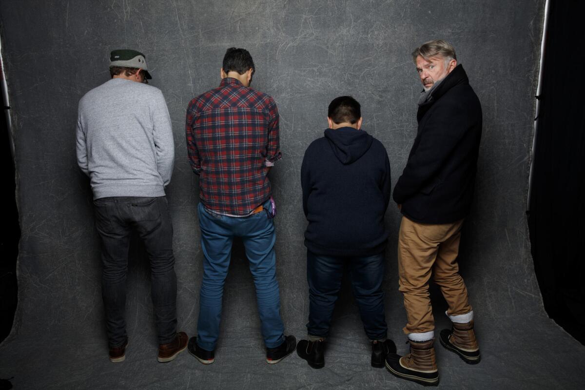 Rhys Darby, left, Taika Waititi, Julian Dennison and Sam Neill of "Hunt for the Wilderpeople."