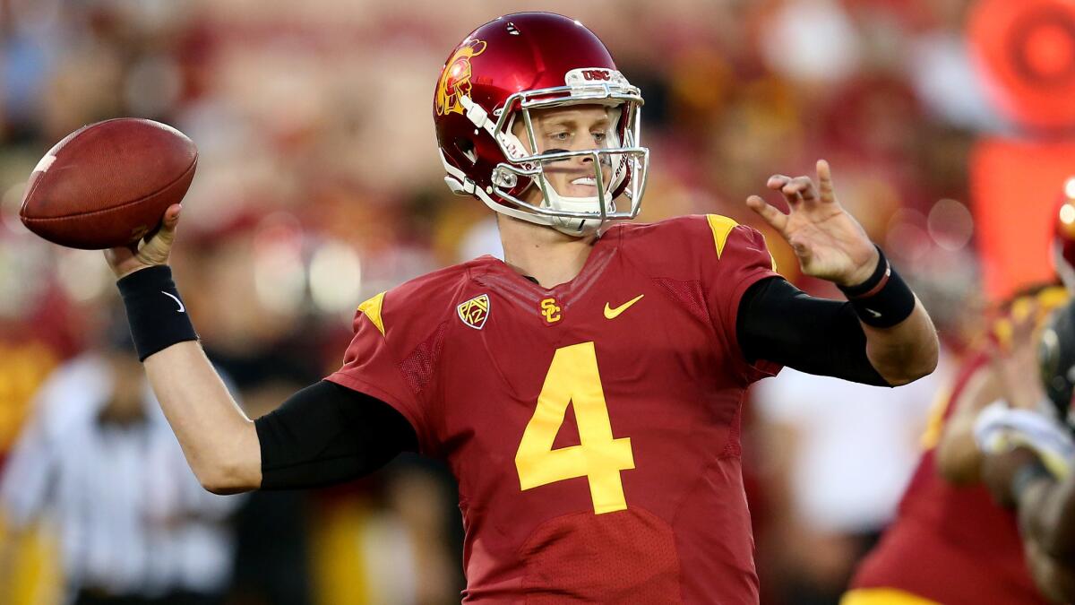 USC quarterback Max Browne passes during a win over Colorado on Oct. 18.