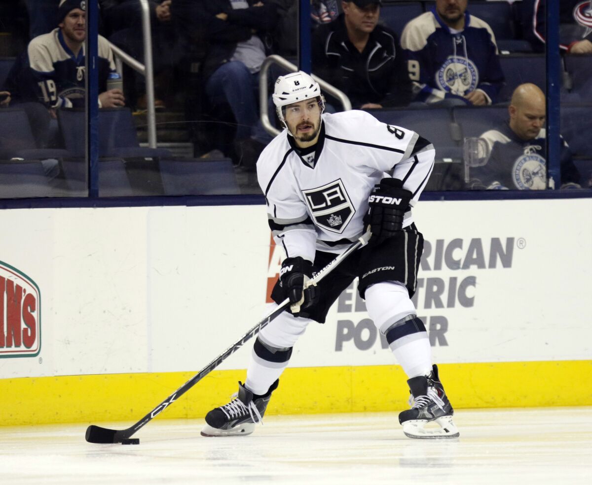 Kings defenseman Drew Doughty carries the puck against the Blue Jackets during a game on Dec. 8.