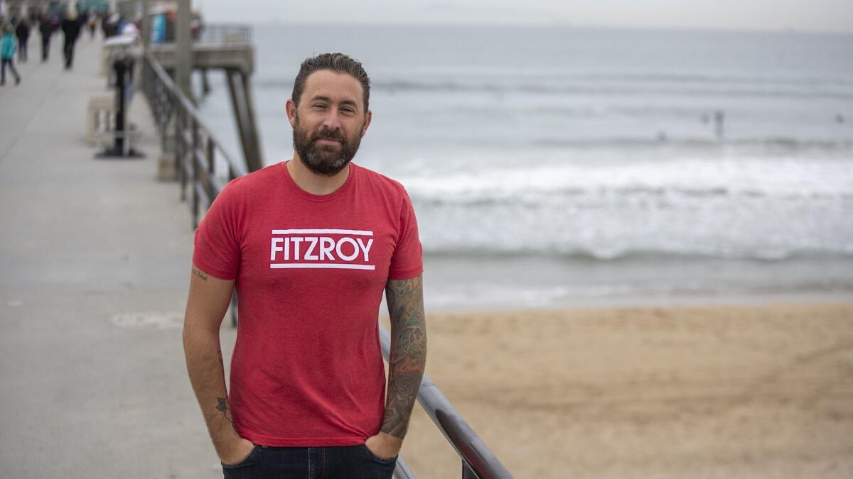 Simon Short, 34, of Huntington Beach self-published his first book, “The Average Surfer’s Guide: To Travel, Waves and Progression,” which shares how he beat depression through surfing and writing.