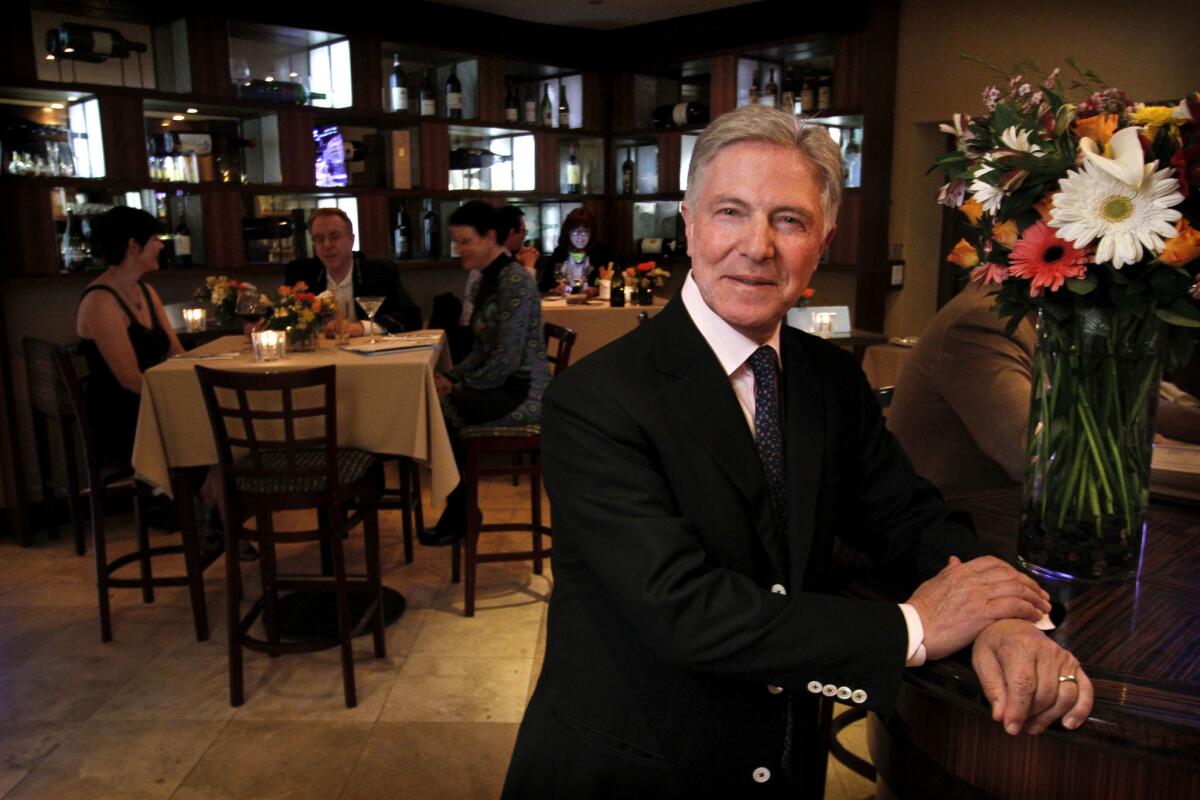 SANTA MONICA, CA - MARCH 6, 2013 - Owner Piero Selvaggio at Valentino restaurant in Santa Monica, California, on March 06, 2013. Valentino is celebrating its 40th anniversary and is a landmark of fine dining in Southern California. (Ricardo DeAratanha/Los Angeles Times)