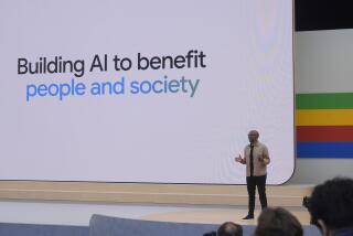 James Manyika speaks at a Google I/O event in Mountain View, Calif., Tuesday, May 14, 2024. (AP Photo/Jeff Chiu)