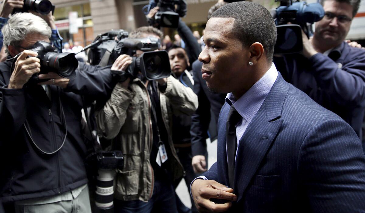 Ray Rice arrives for an appeal hearing of his indefinite suspension in New York on Wednesday.