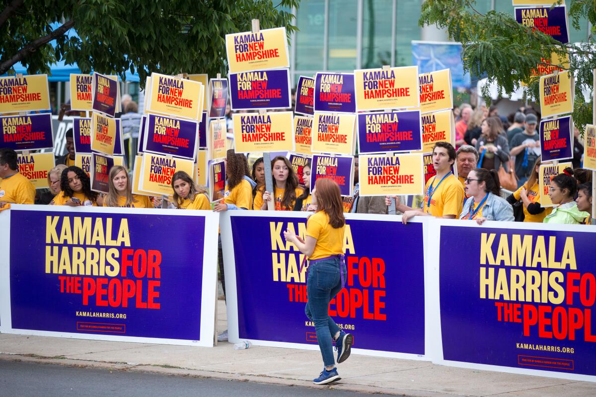 Supporters of Democratic presidential candidate Kamala Harris