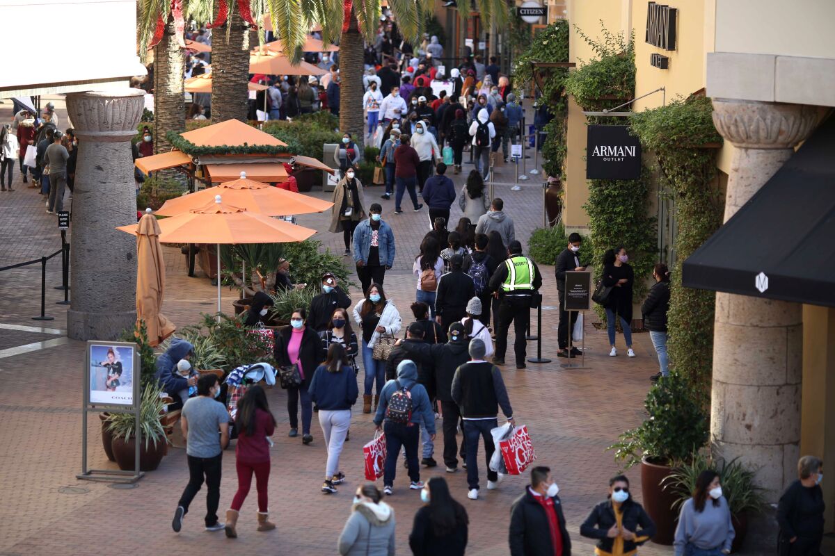 Shoppers fill the walkways at the Citadel Outlets in Los Angeles on Black Friday.