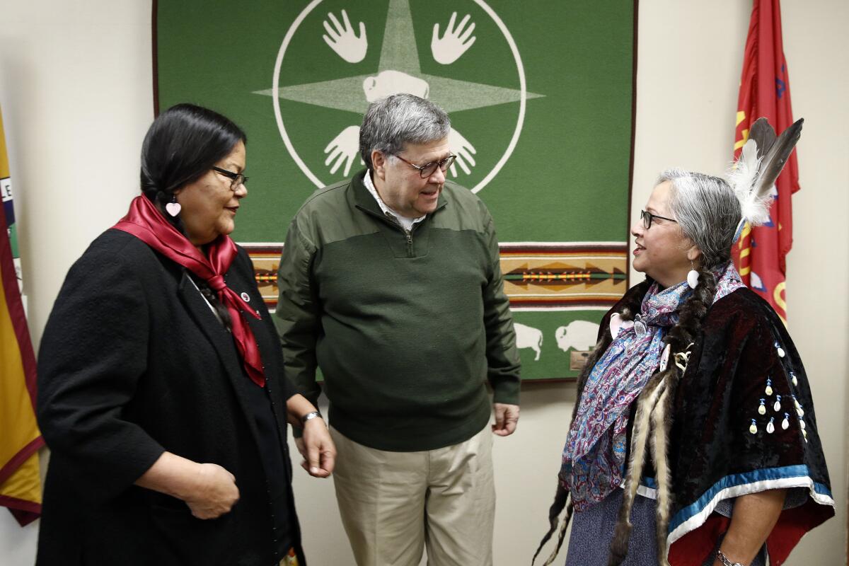 Atty. Gen. William Barr with tribal leaders in Montana. 