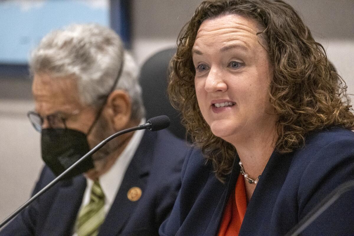 Rep. Katie Porter participates in a congressional hearing