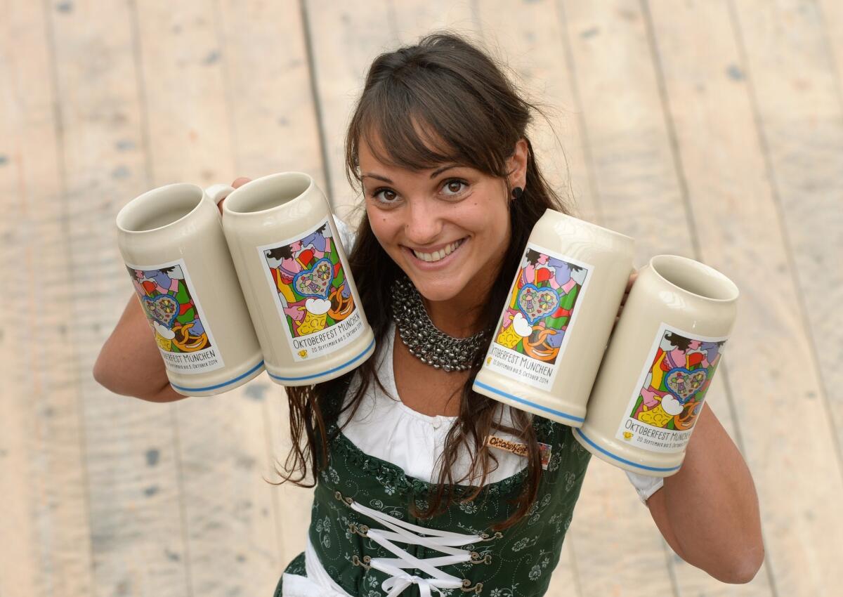 A woman at Oktoberfest in Munich, southern Germany. An Oktoberfest will take place in Arcadia at the Santa Anita Park Sept. 27.