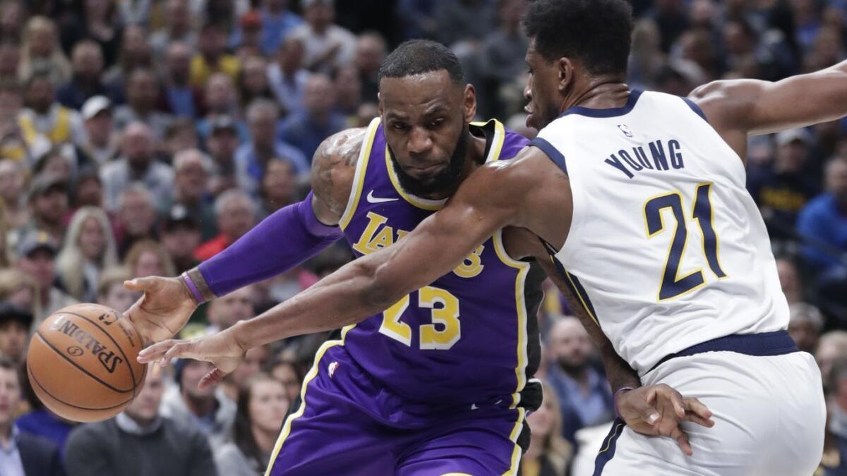 LeBron James, driving on Indiana's Thaddeus Young, had never lost an NBA game by more than 36 points before the Lakers lost to the Pacers 136-94.