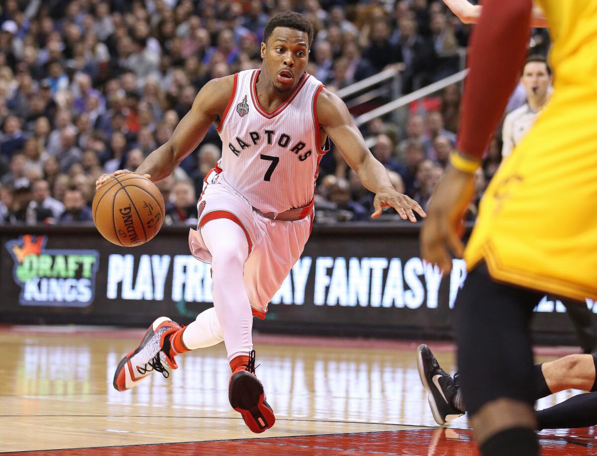 Toronto guard Kyle Lowry had 43 points in the Raptors' 99-97 victory over the Cleveland Cavaliers on Feb. 26.